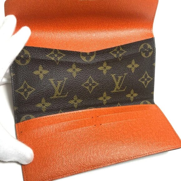 LOUIS VUITTON Portefeuille Josephine Monogram Long Wallet Brown x orange - Picture 8 of 11